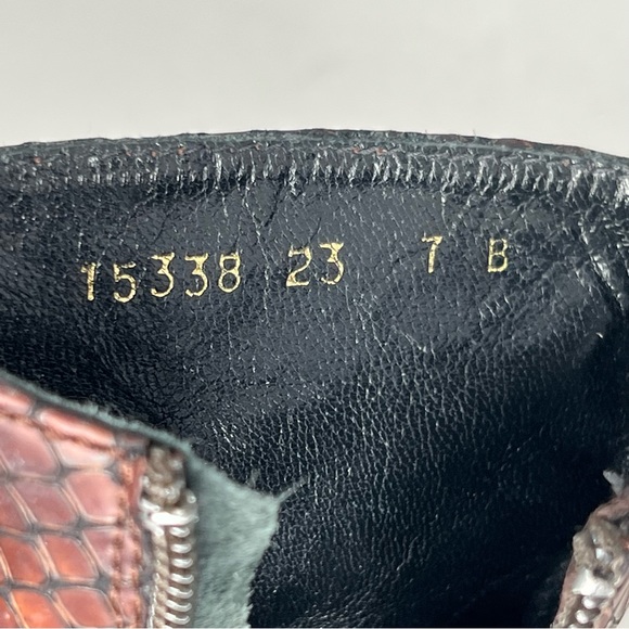 Sacha London Women’s Leather Metallic Copper Reptile Textured Ankle Boots 7B - Picture 16 of 16